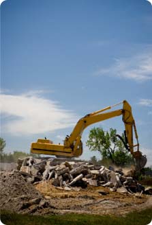 Image of bulldozer at demolition site